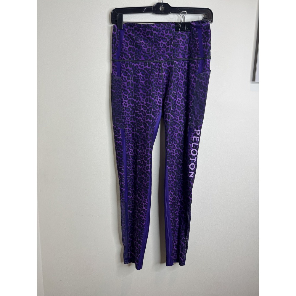 Peloton Leggings‎ Womens Small High Rise Mesh Panel Yoga Pants Leopard Print